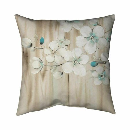 FONDO 26 x 26 in. White Flowers on Wood-Double Sided Print Indoor Pillow FO2775628